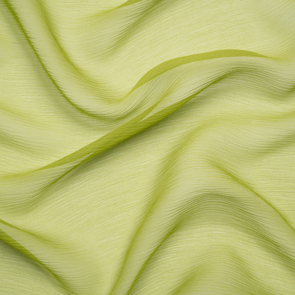 Crinkled Silk Chiffon - Peridot Green - Premium Collection Crinkled Silk Chiffon - Peridot Green - Premium Collection