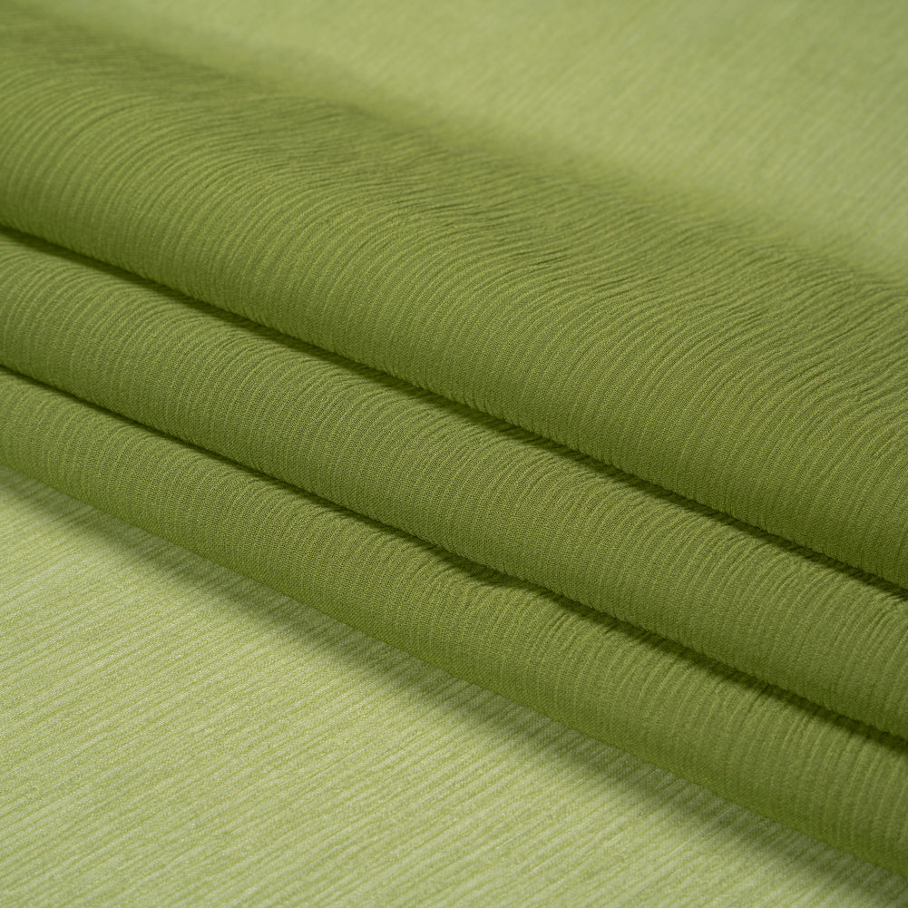 Crinkled Silk Chiffon - Pesto Green - Premium Collection Crinkled Silk Chiffon - Pesto Green - Premium Collection