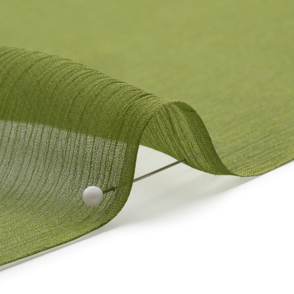 Crinkled Silk Chiffon - Pesto Green - Premium Collection Crinkled Silk Chiffon - Pesto Green - Premium Collection