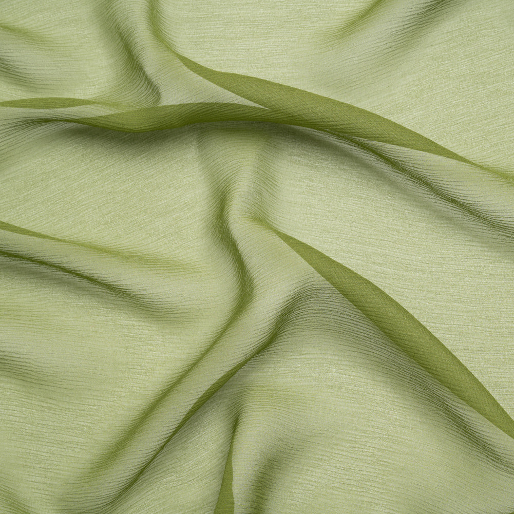 Crinkled Silk Chiffon - Pesto Green - Premium Collection Crinkled Silk Chiffon - Pesto Green - Premium Collection