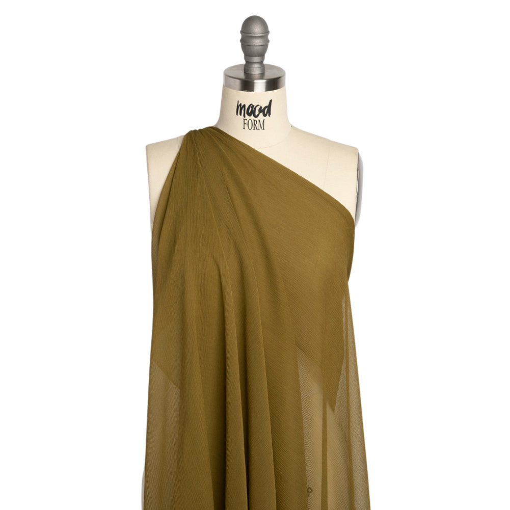 Crinkled Silk Chiffon - Fir Green - Premium Collection Crinkled Silk Chiffon - Fir Green - Premium Collection