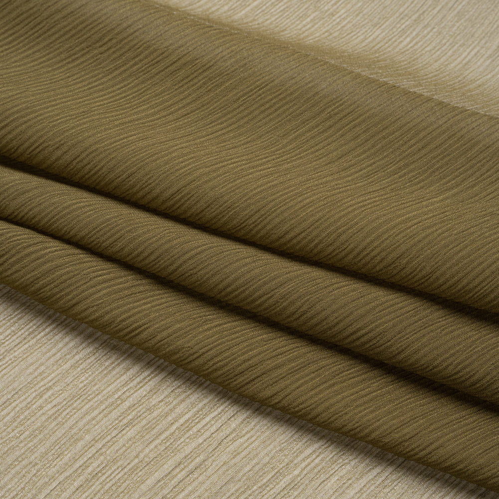 Crinkled Silk Chiffon - Olive Green - Premium Collection Crinkled Silk Chiffon - Olive Green - Premium Collection