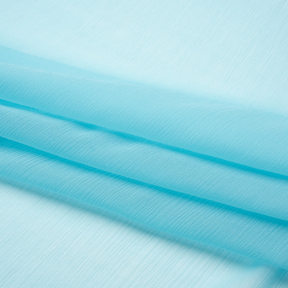 Crinkled Silk Chiffon - Angel Blue - Premium Collection - Folded Crinkled Silk Chiffon - Angel Blue - Premium Collection - Folded