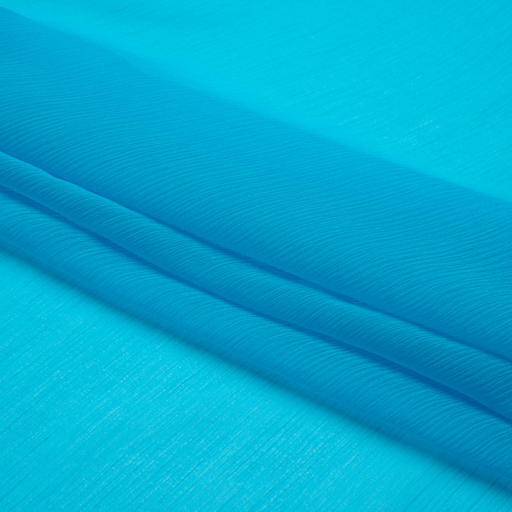 Crinkled Silk Chiffon - Horizon Blue - Premium Collection Crinkled Silk Chiffon - Horizon Blue - Premium Collection