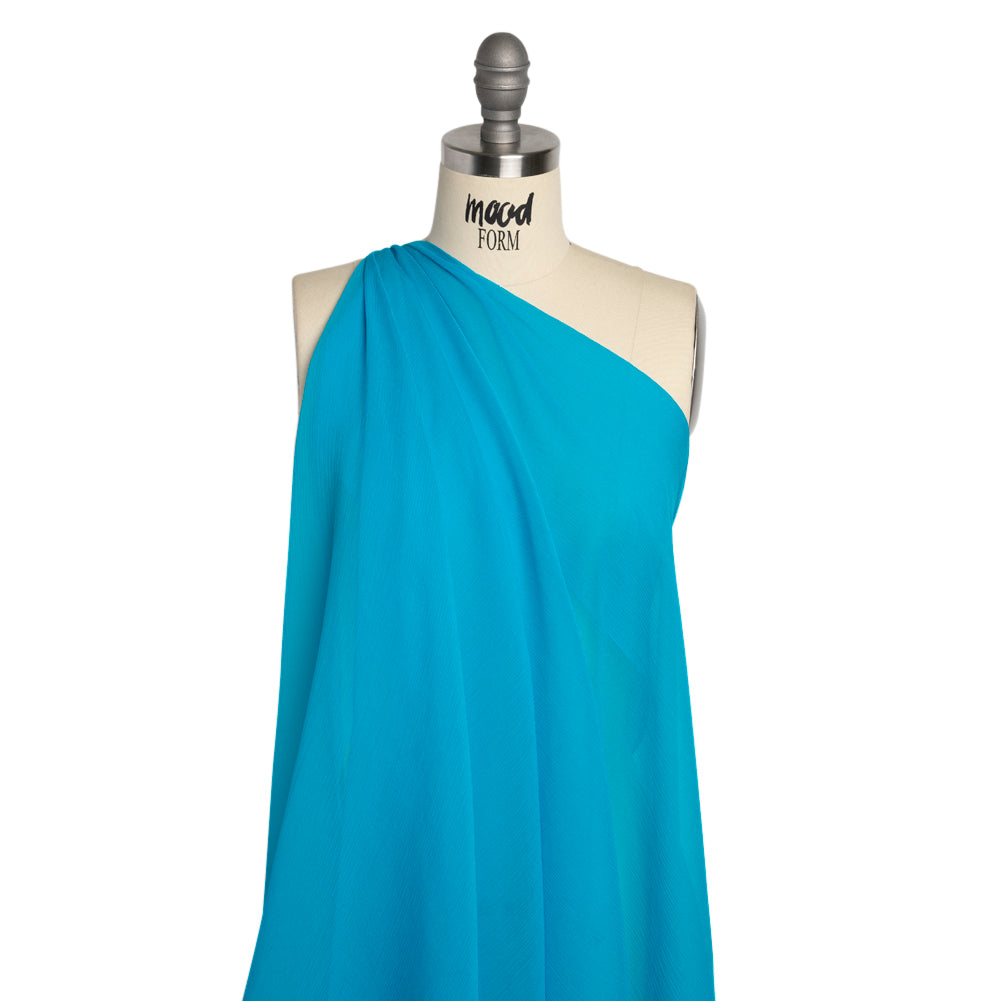 Crinkled Silk Chiffon - Horizon Blue - Premium Collection Crinkled Silk Chiffon - Horizon Blue - Premium Collection