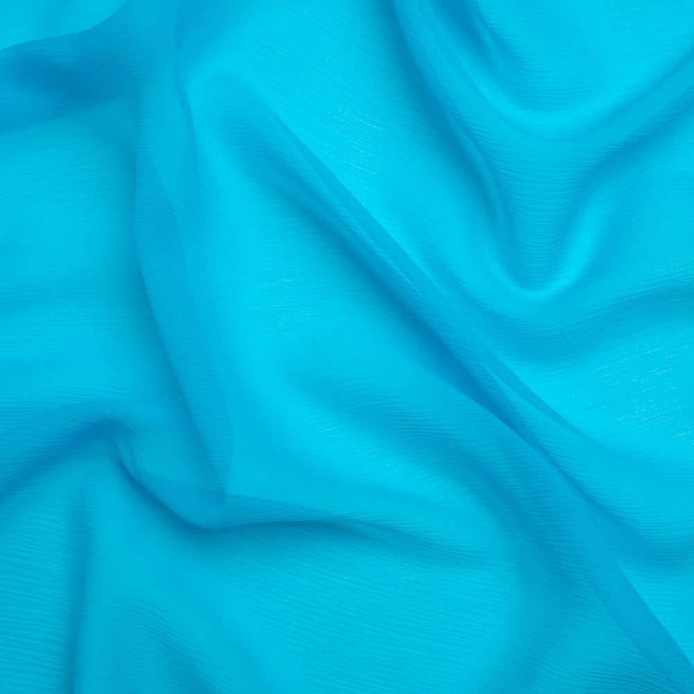 Crinkled Silk Chiffon - Horizon Blue - Premium Collection Crinkled Silk Chiffon - Horizon Blue - Premium Collection