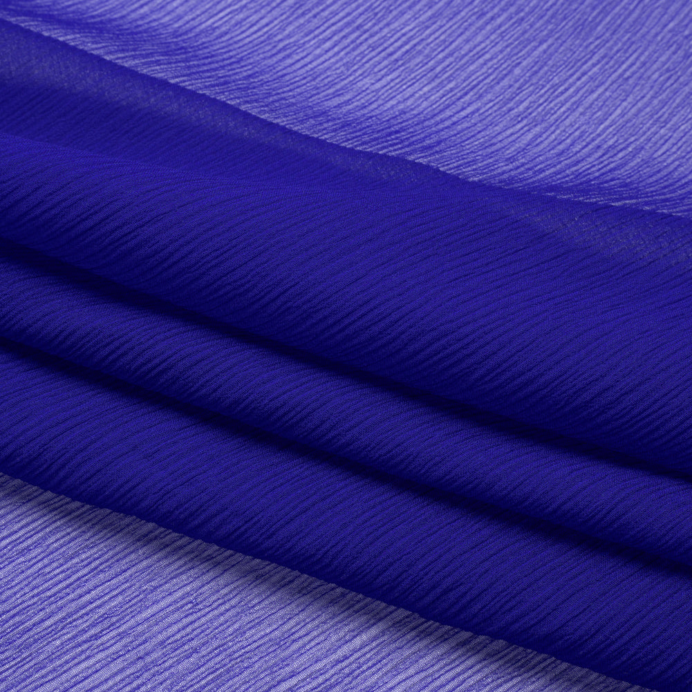 Crinkled Silk Chiffon - Mazarine Blue - Premium Collection Crinkled Silk Chiffon - Mazarine Blue - Premium Collection