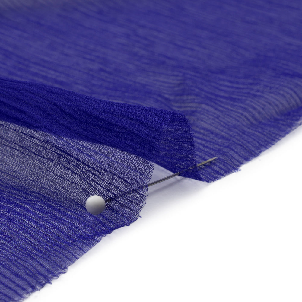 Crinkled Silk Chiffon - Mazarine Blue - Premium Collection Crinkled Silk Chiffon - Mazarine Blue - Premium Collection
