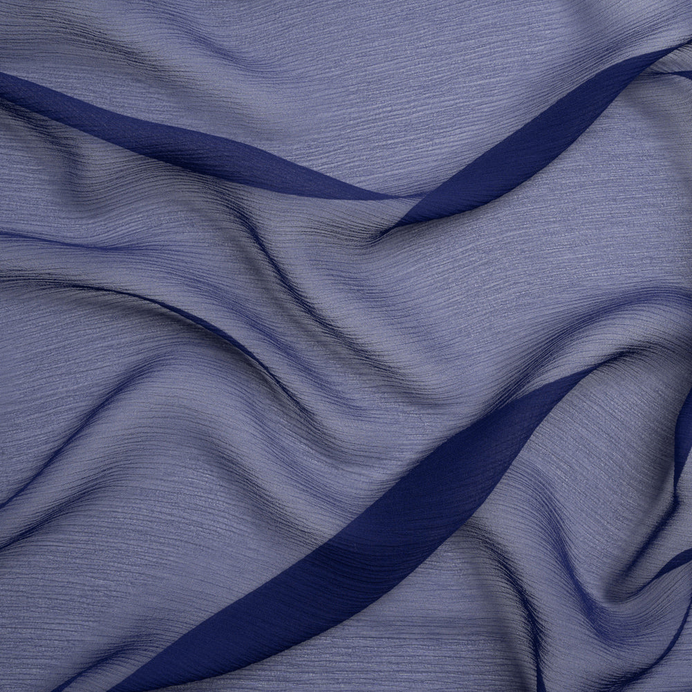 Crinkled Silk Chiffon - Estate Blue - Premium Collection Crinkled Silk Chiffon - Estate Blue - Premium Collection