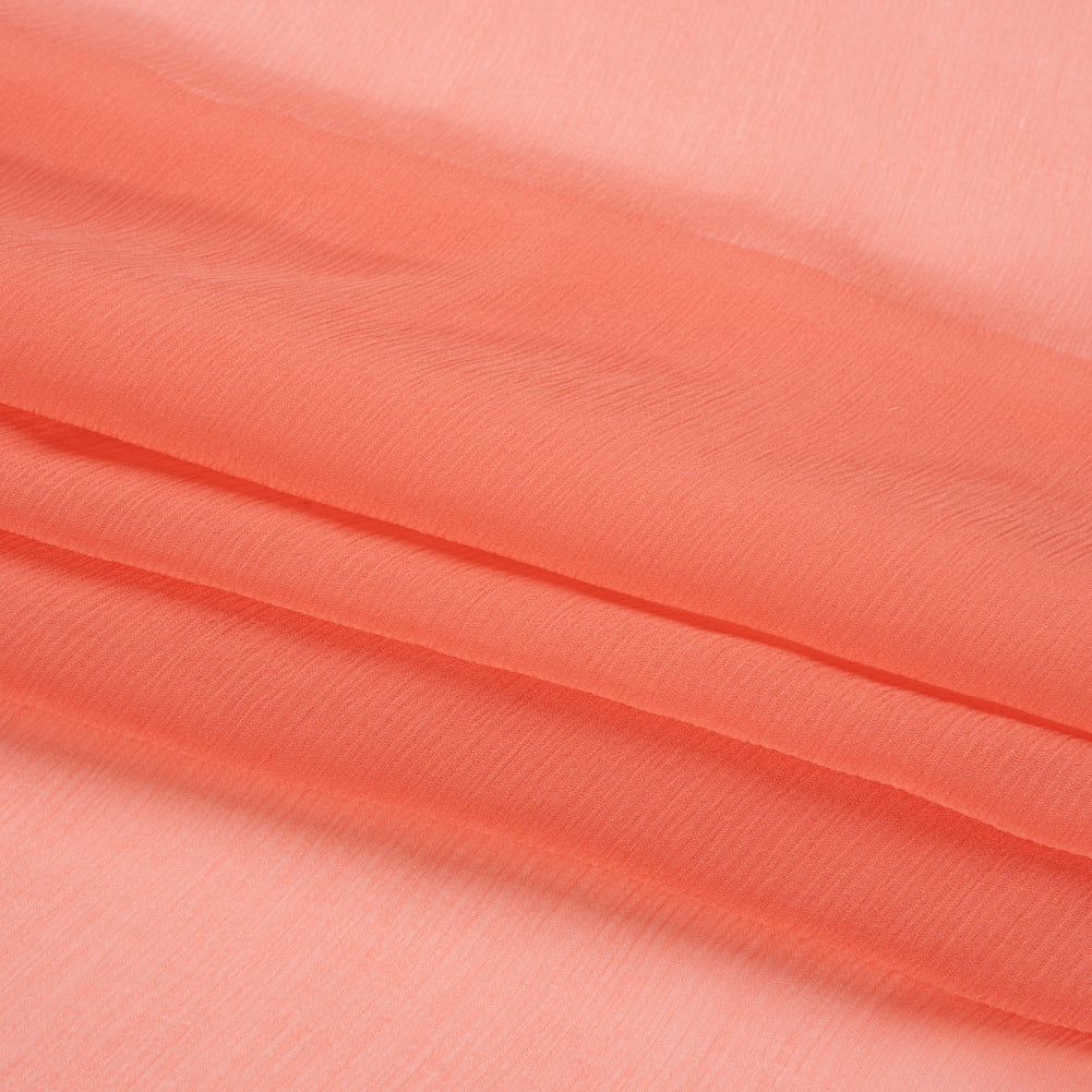 Crinkled Silk Chiffon - Coral - Premium Collection Crinkled Silk Chiffon - Coral - Premium Collection