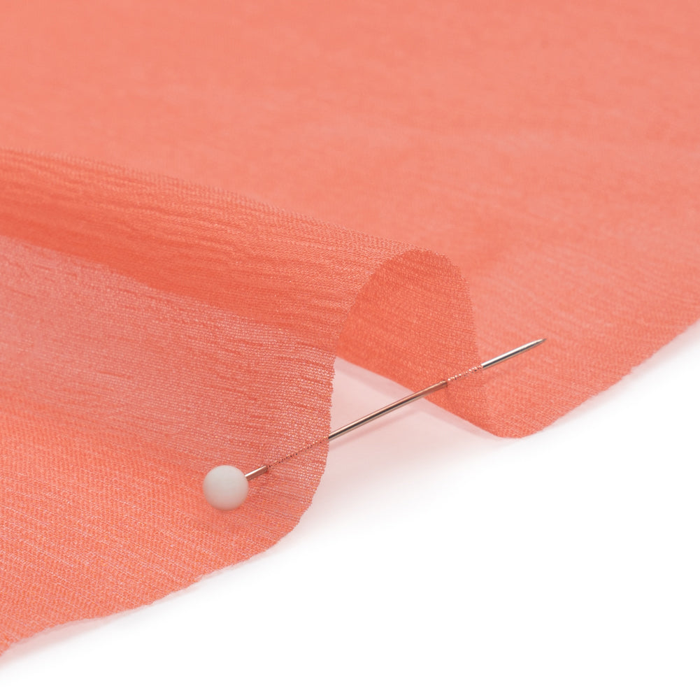 Crinkled Silk Chiffon - Coral - Premium Collection Crinkled Silk Chiffon - Coral - Premium Collection