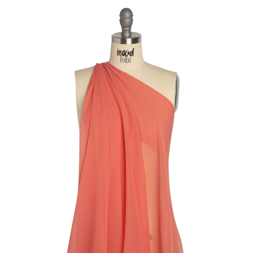 Crinkled Silk Chiffon - Coral - Premium Collection Crinkled Silk Chiffon - Coral - Premium Collection