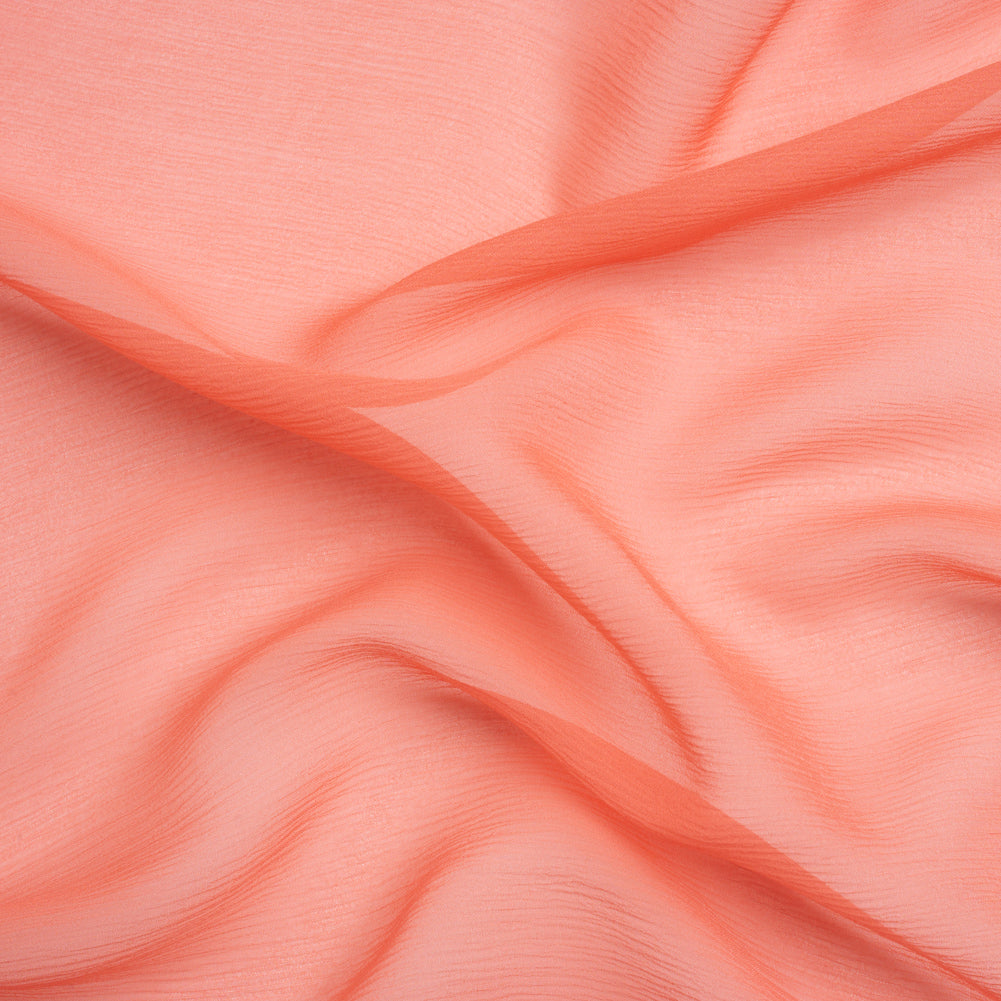 Crinkled Silk Chiffon - Coral - Premium Collection Crinkled Silk Chiffon - Coral - Premium Collection