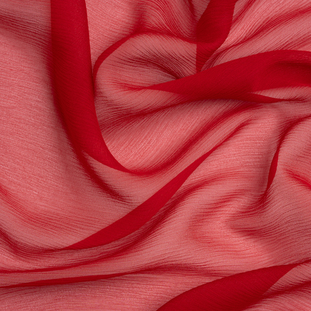Crinkled Silk Chiffon - Tango Red - Premium Collection Crinkled Silk Chiffon - Tango Red - Premium Collection