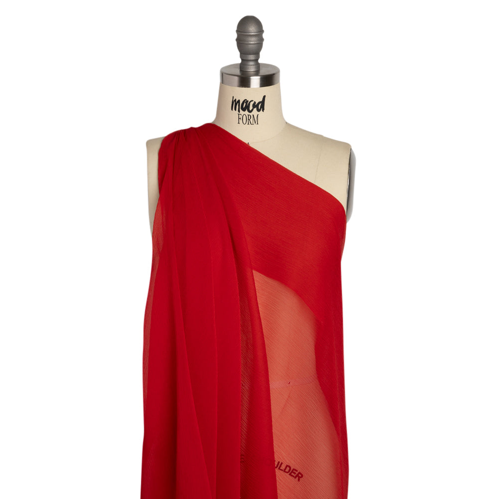 Crinkled Silk Chiffon - Brick - Premium Collection - Drape Crinkled Silk Chiffon - Brick - Premium Collection - Drape