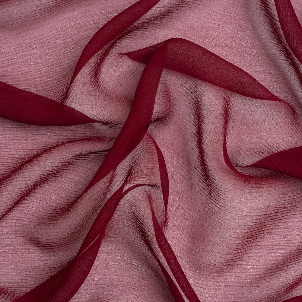 Crinkled Silk Chiffon - Maroon - Premium Collection Crinkled Silk Chiffon - Maroon - Premium Collection