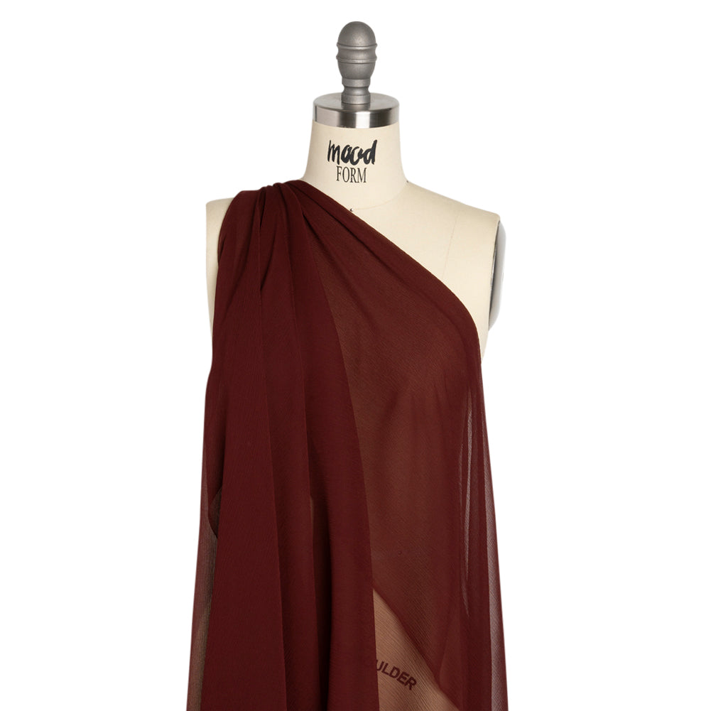 Crinkled Silk Chiffon - Port - Premium Collection Crinkled Silk Chiffon - Port - Premium Collection