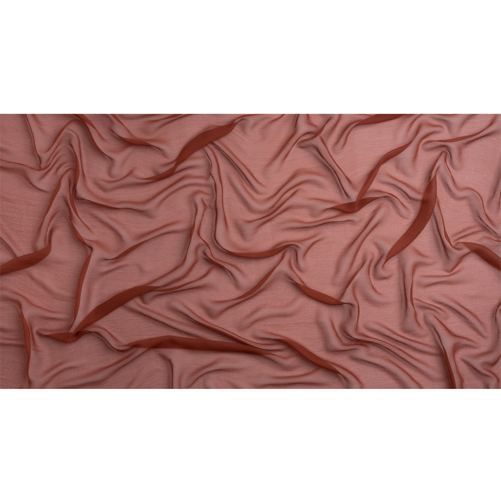 Crinkled Silk Chiffon - Mahogany - Premium Collection Crinkled Silk Chiffon - Mahogany - Premium Collection