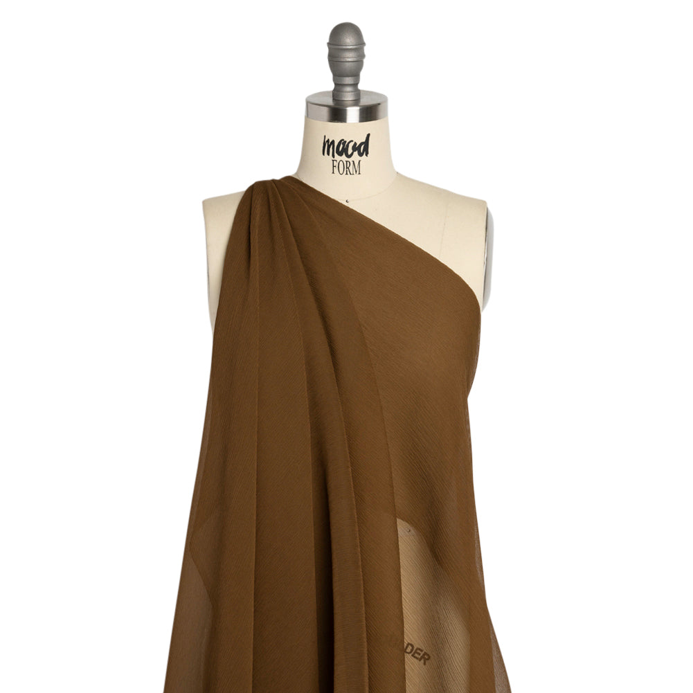 Crinkled Silk Chiffon - Dark Olive - Premium Collection - Drape Crinkled Silk Chiffon - Dark Olive - Premium Collection - Drape