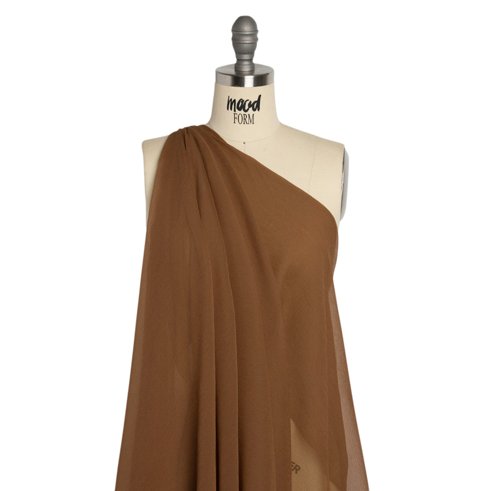 Crinkled Silk Chiffon - Light Brown - Premium Collection Crinkled Silk Chiffon - Light Brown - Premium Collection