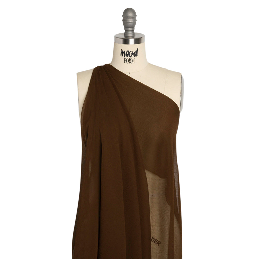 Crinkled Silk Chiffon - Chocolate - Premium Collection Crinkled Silk Chiffon - Chocolate - Premium Collection