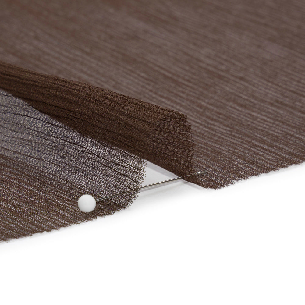 Crinkled Silk Chiffon - Dark Brown - Premium Collection Crinkled Silk Chiffon - Dark Brown - Premium Collection