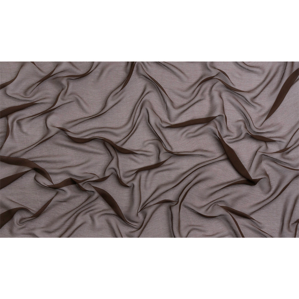 Crinkled Silk Chiffon - Dark Brown - Premium Collection Crinkled Silk Chiffon - Dark Brown - Premium Collection