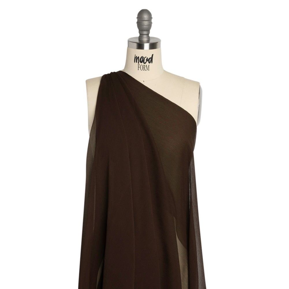 Crinkled Silk Chiffon - Dark Brown - Premium Collection Detail Crinkled Silk Chiffon - Dark Brown - Premium Collection Detail