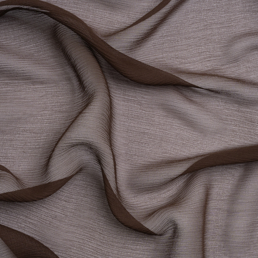 Crinkled Silk Chiffon - Dark Brown - Premium Collection Crinkled Silk Chiffon - Dark Brown - Premium Collection