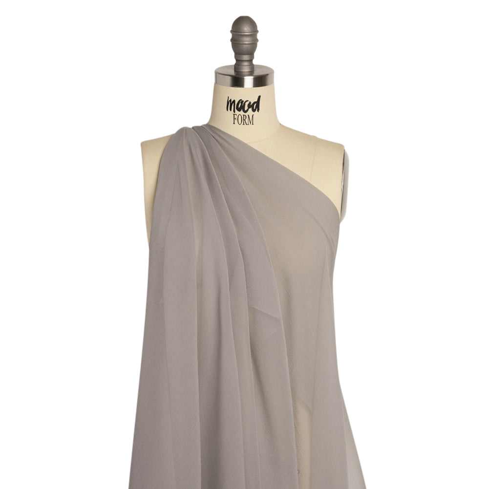 Crinkled Silk Chiffon - Silver - Premium Collection Detail Crinkled Silk Chiffon - Silver - Premium Collection Detail