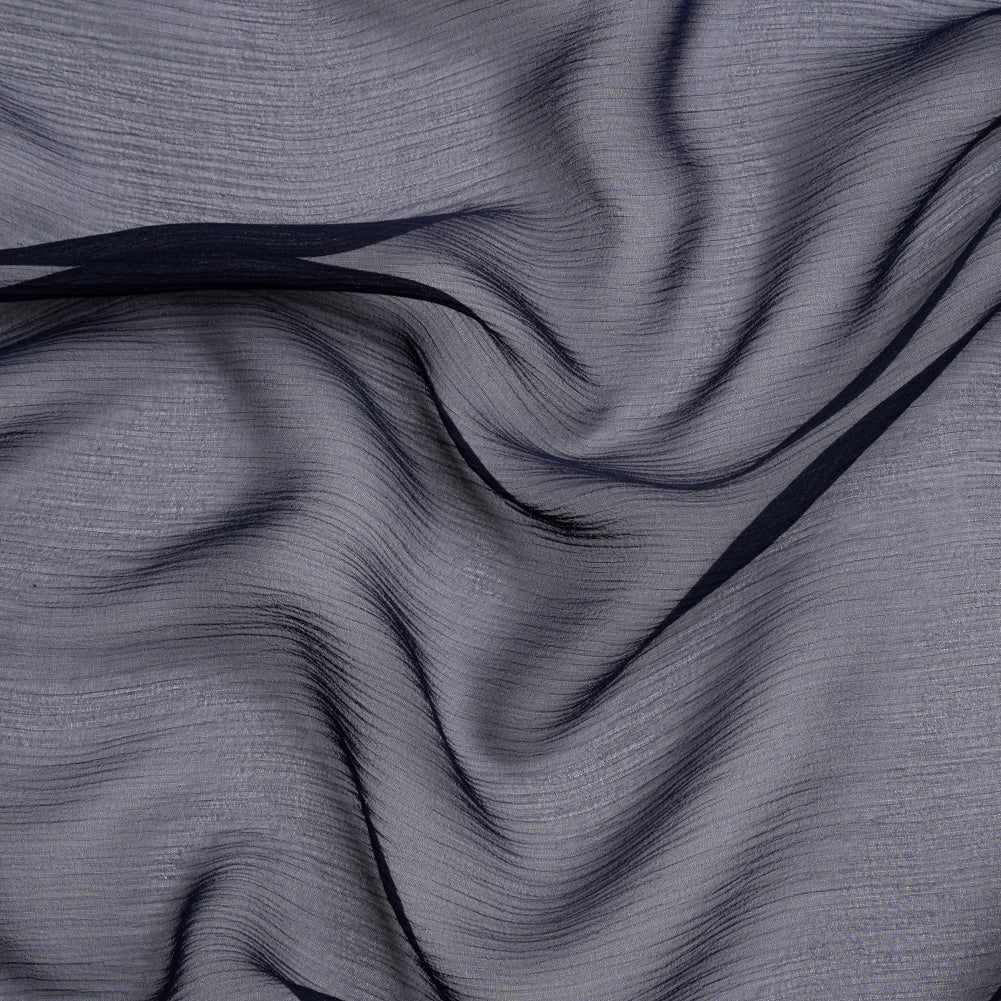 Crinkled Silk Chiffon - Navy - Premium Collection