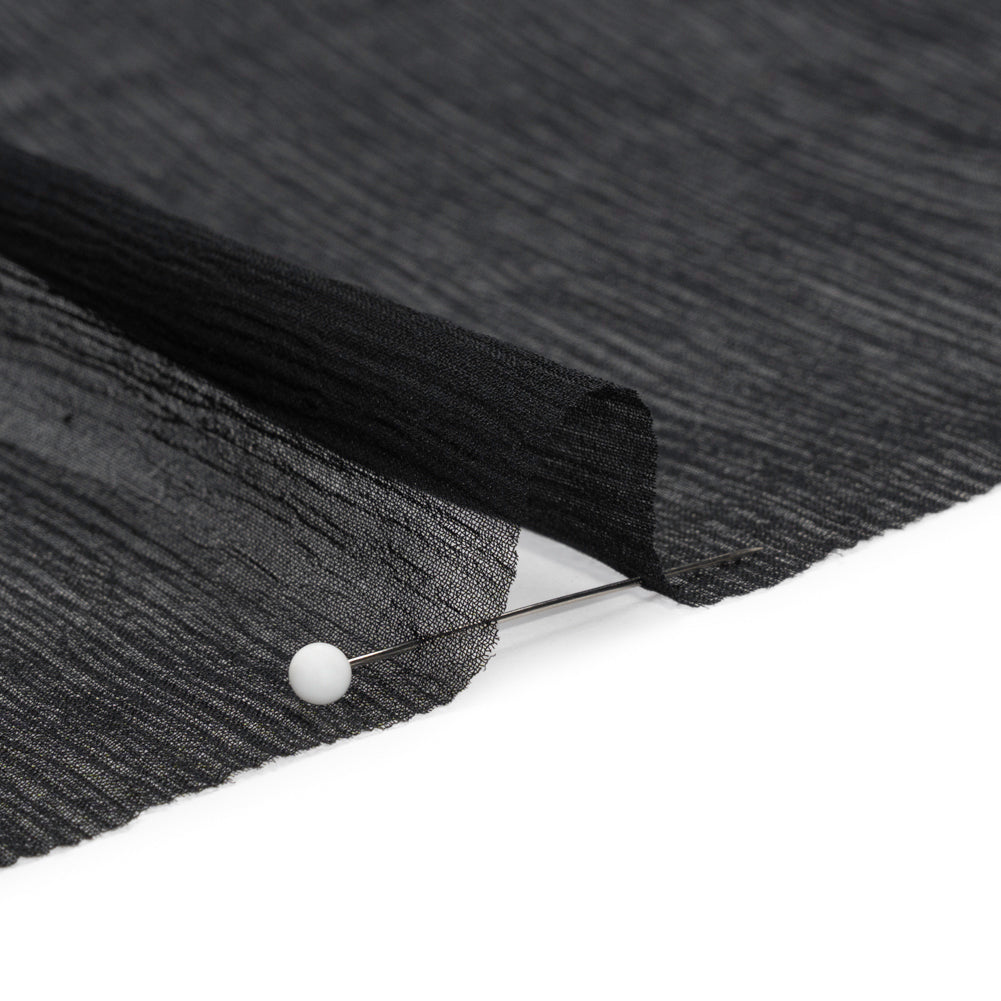 Crinkled Silk Chiffon - Black - Premium Collection