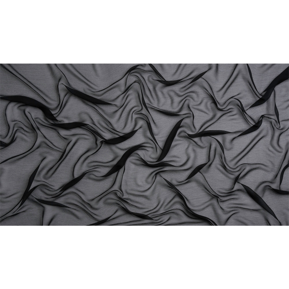 Crinkled Silk Chiffon - Black - Premium Collection