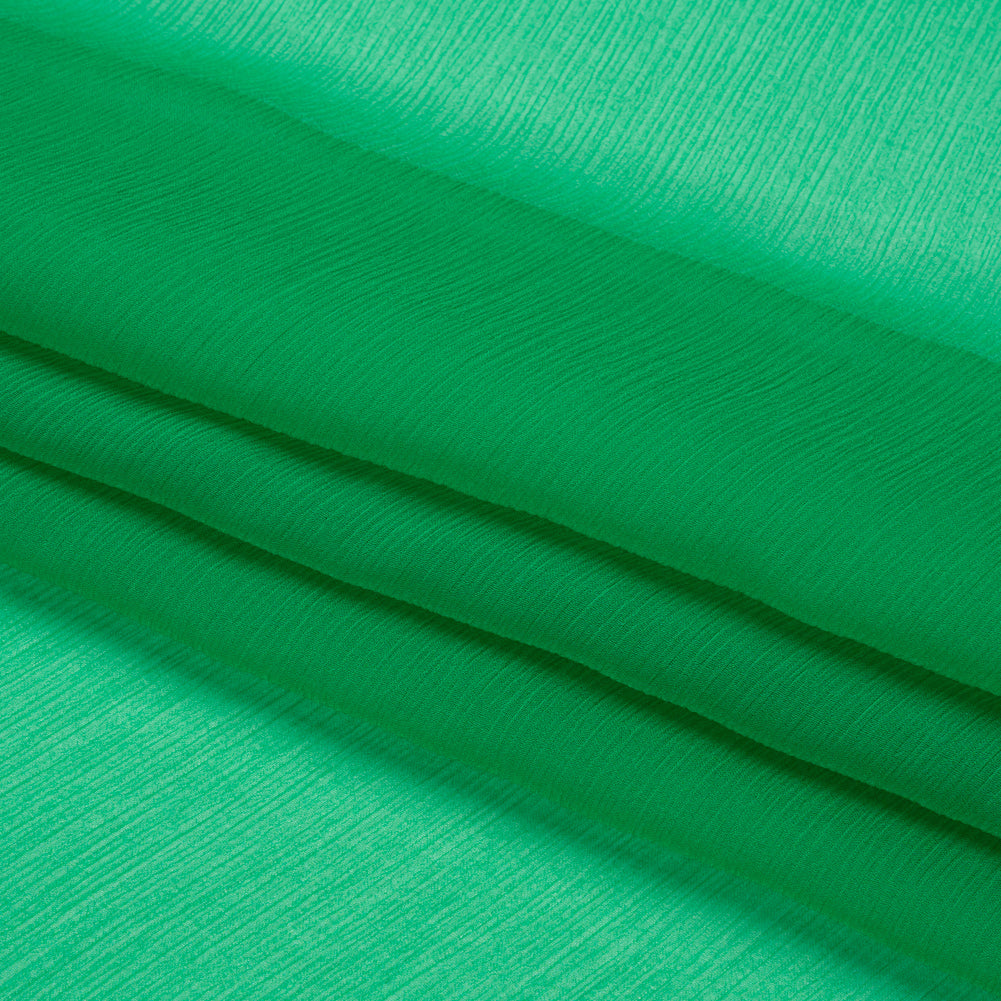 Crinkled Silk Chiffon - Kelly Green - Premium Collection Crinkled Silk Chiffon - Kelly Green - Premium Collection