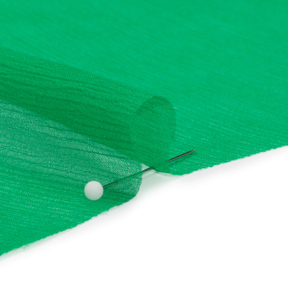 Crinkled Silk Chiffon - Kelly Green - Premium Collection Crinkled Silk Chiffon - Kelly Green - Premium Collection