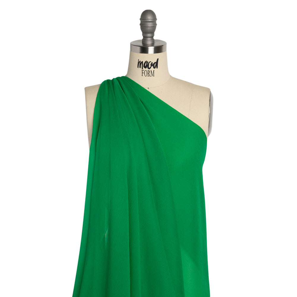 Crinkled Silk Chiffon - Kelly Green - Premium Collection Crinkled Silk Chiffon - Kelly Green - Premium Collection
