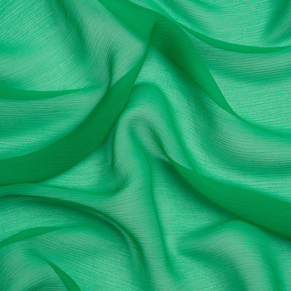 Crinkled Silk Chiffon - Kelly Green - Premium Collection Crinkled Silk Chiffon - Kelly Green - Premium Collection