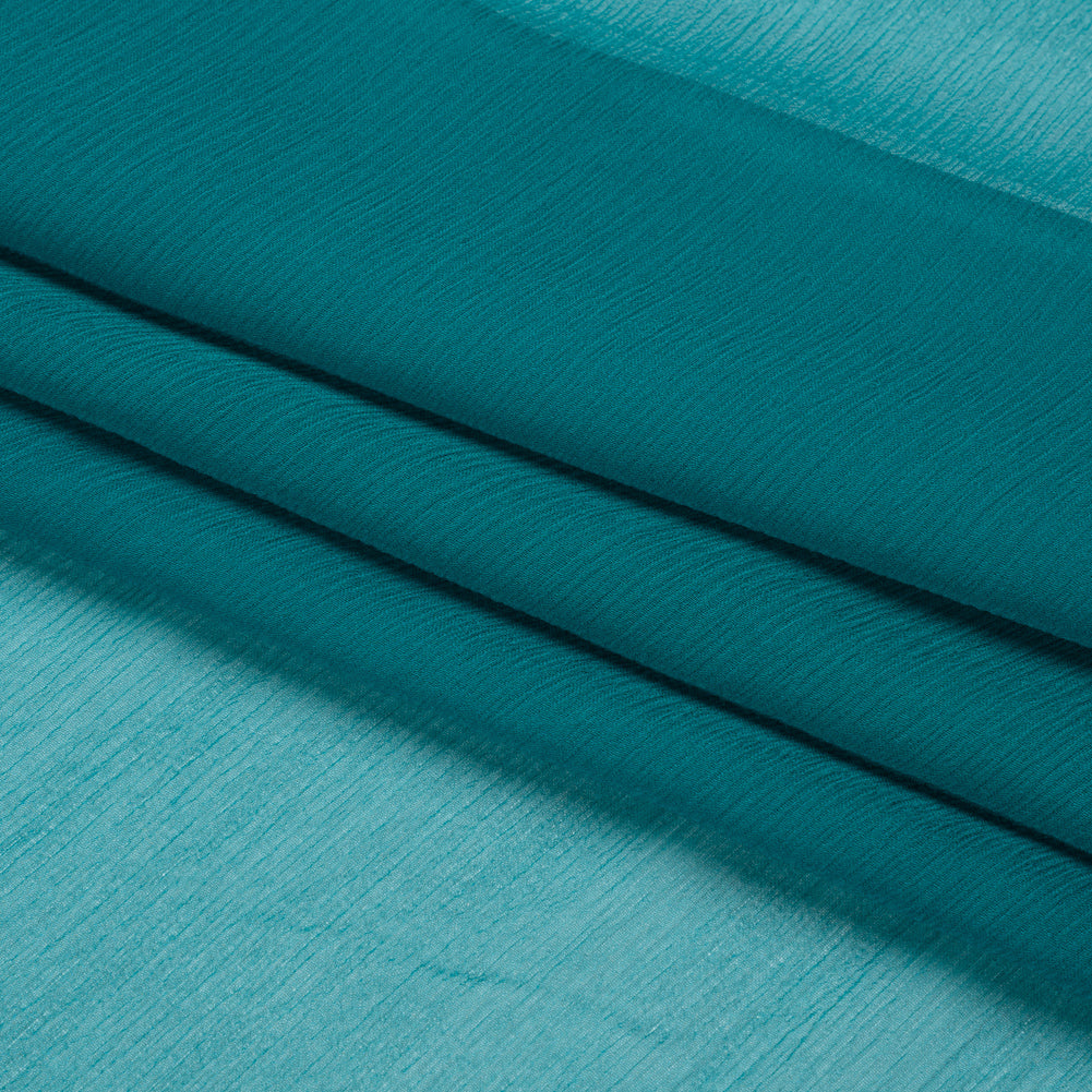 Gasa de seda arrugada - Verde azulado intenso - Colección Premium Gasa de seda arrugada - Verde azulado intenso - Colección Premium