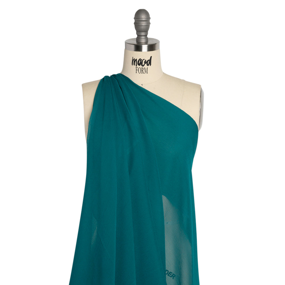 Gasa de seda arrugada - Verde azulado intenso - Colección Premium Gasa de seda arrugada - Verde azulado intenso - Colección Premium