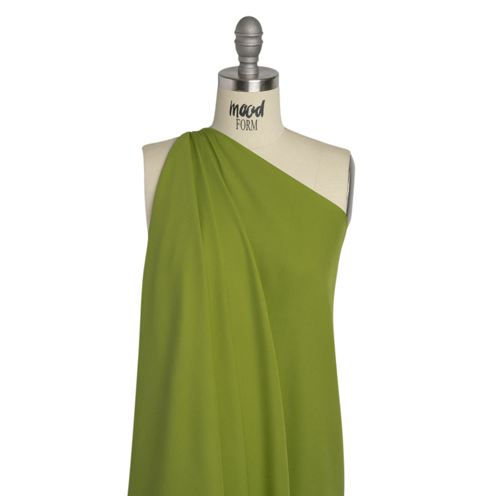 Silk Double Georgette - Peridot Green - Premium Collection Detail Silk Double Georgette - Peridot Green - Premium Collection Detail