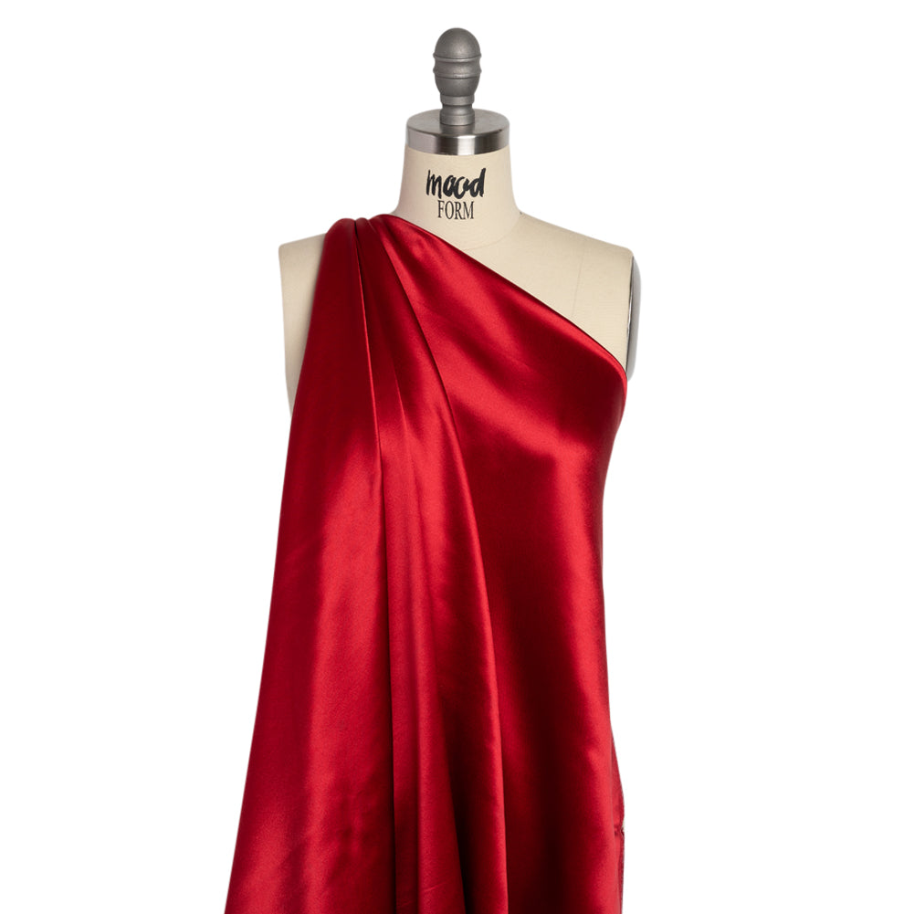 Silk Crepe Back Satin - Tango Red - Premium Collection Detail Silk Crepe Back Satin - Tango Red - Premium Collection Detail