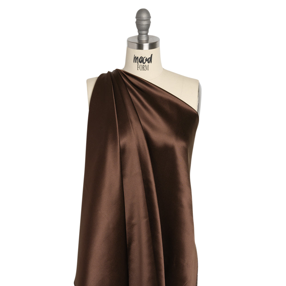 Silk Crepe Back Satin - Dark Brown - Premium Collection Silk Crepe Back Satin - Dark Brown - Premium Collection