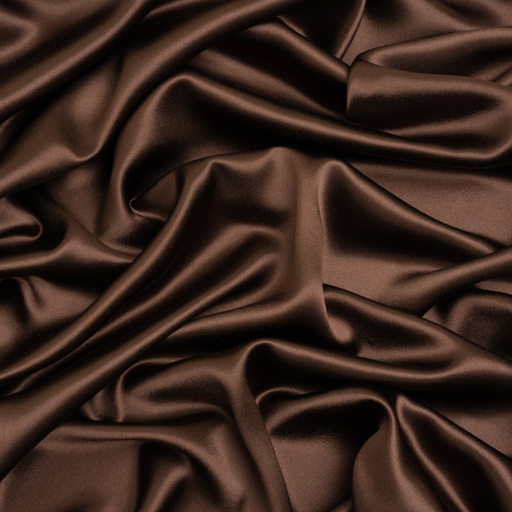 Silk Crepe Back Satin - Dark Brown - Premium Collection Silk Crepe Back Satin - Dark Brown - Premium Collection