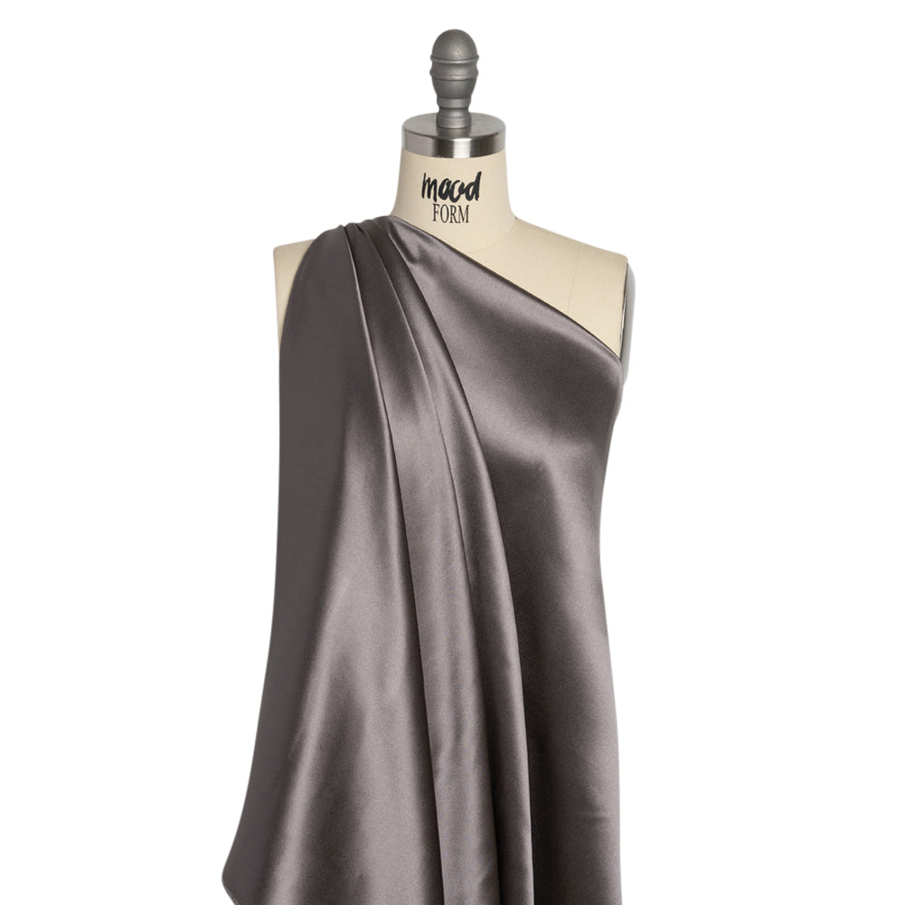 Silk Crepe Back Satin - Dark Silver - Premium Collection Silk Crepe Back Satin - Dark Silver - Premium Collection
