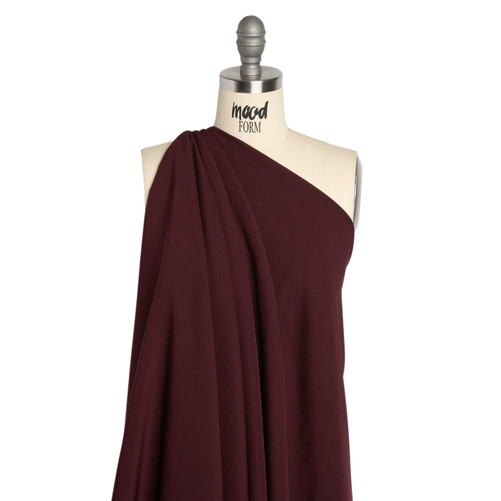 Stretch Recycled Polyester 4-Ply Crepe - Burgundy - Premium Collection Stretch Recycled Polyester 4-Ply Crepe - Burgundy - Premium Collection