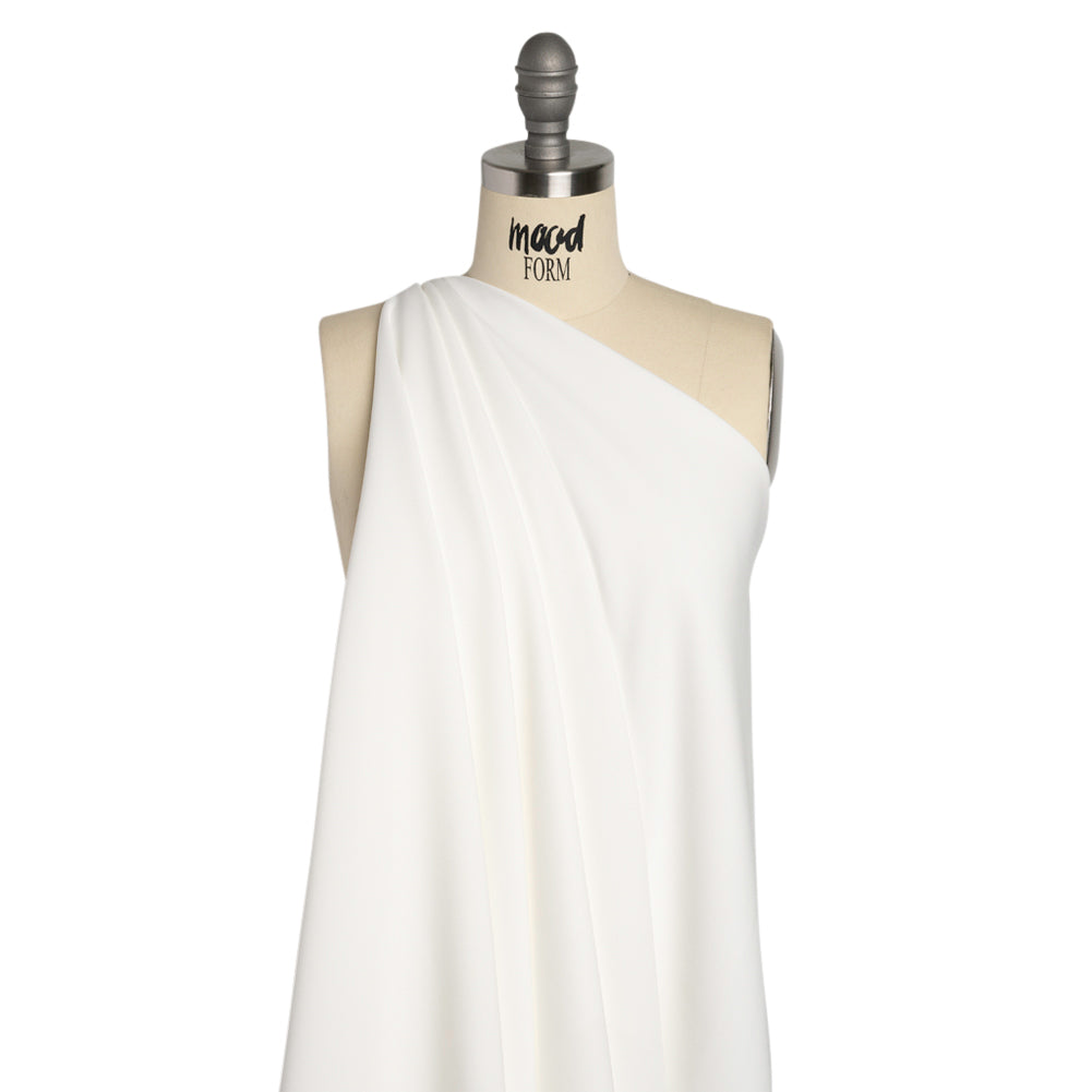 Stretch Recycled Polyester 4-Ply Crepe - Off White - Premium Collection Drape Stretch Recycled Polyester 4-Ply Crepe - Off White - Premium Collection Drape