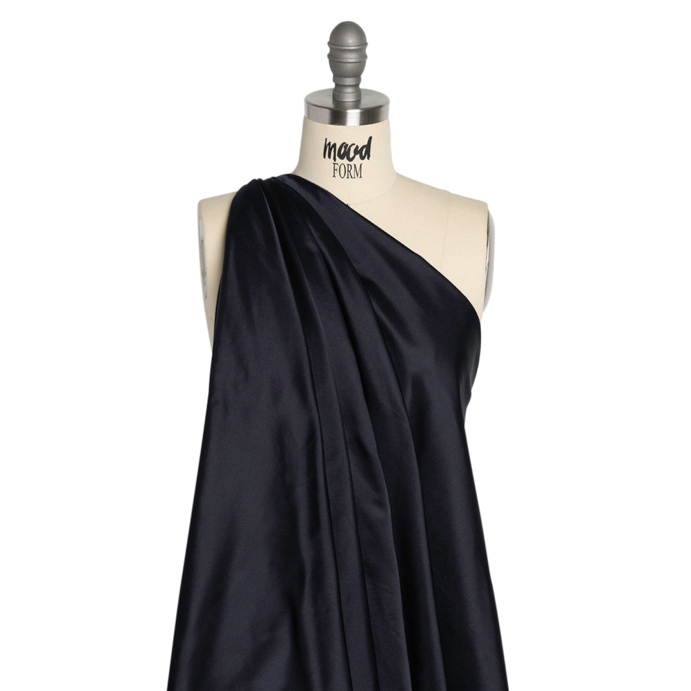 Silk Duchesse Satin - Midnight Navy - Premium Collection Detail Silk Duchesse Satin - Midnight Navy - Premium Collection Detail