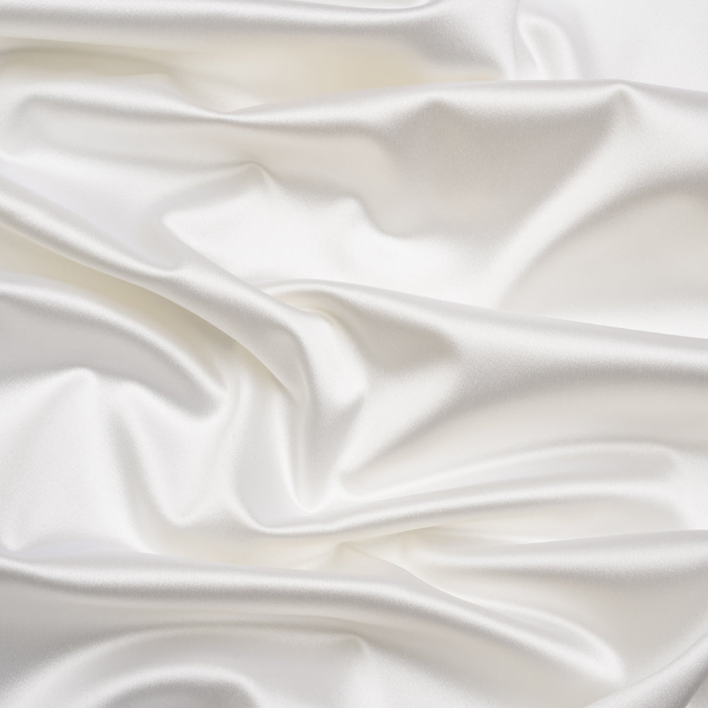 Stretch Satin Made in Italy - Swan White with White Backing - Premium Collection Stretch Satin Made in Italy - Swan White with White Backing - Premium Collection