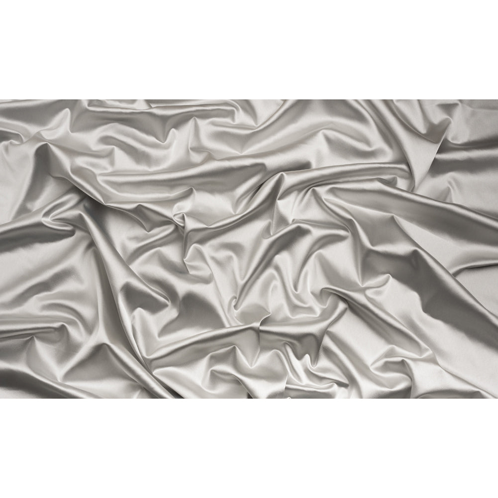 Stretch Satin Made in Italy - Silver with Black Backing - Premium Collection - Full Stretch Satin Made in Italy - Silver with Black Backing - Premium Collection - Full