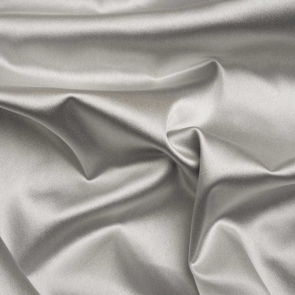 Stretch Satin Made in Italy - Silver with Black Backing - Premium Collection Stretch Satin Made in Italy - Silver with Black Backing - Premium Collection